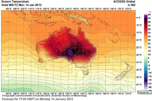 Australian Bureau of Metereology temperature map